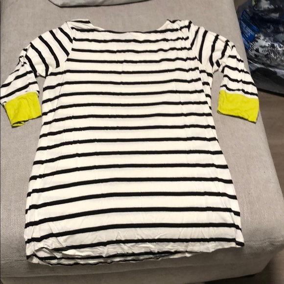 Colette Malouf Tops - Black white yellow striped tunic shirt